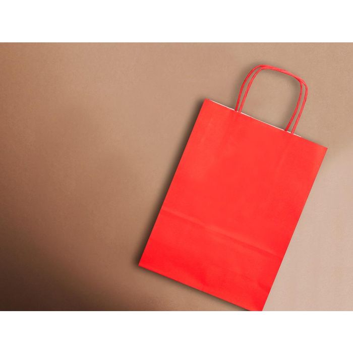 Bolsa Papel Q-Connect Celulosa Rojo S Con Asa Retorcida 240x320X10 mm 25 unidades 4