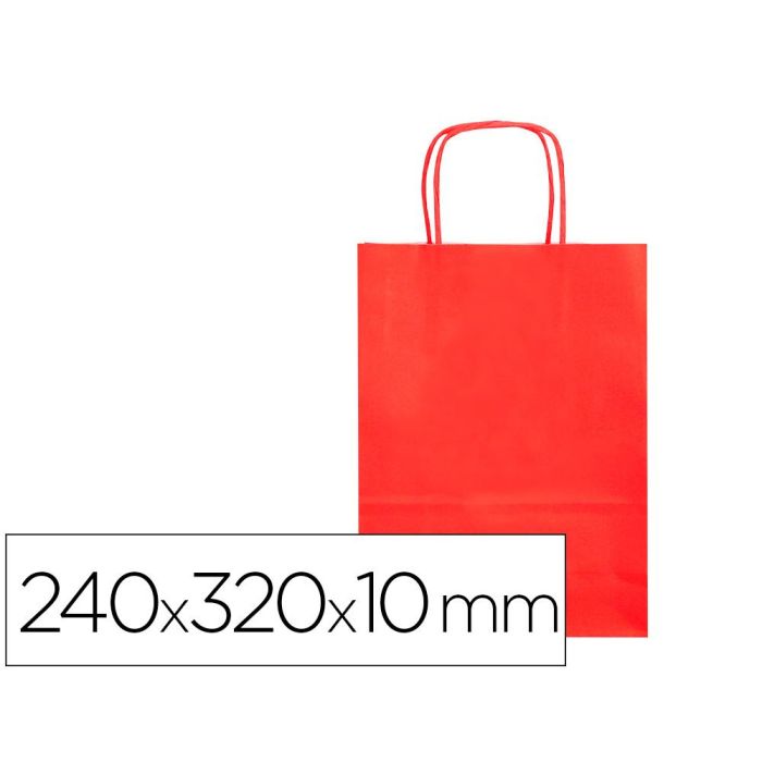 Bolsa Papel Q-Connect Celulosa Rojo S Con Asa Retorcida 240x320X10 mm 25 unidades