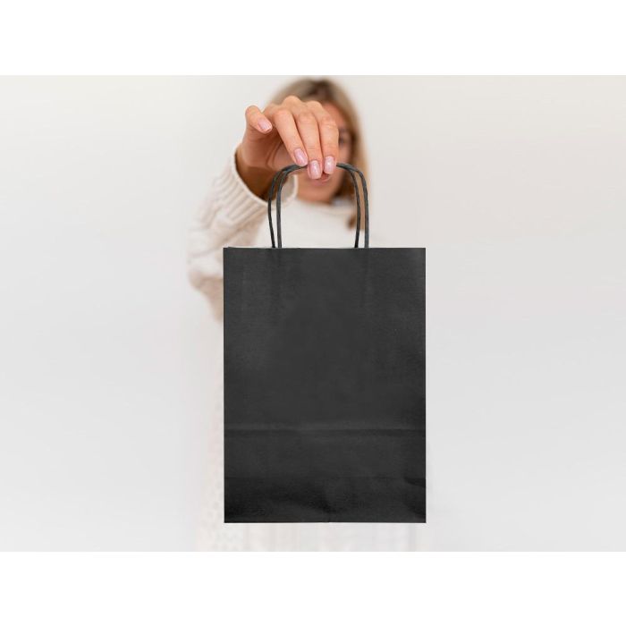 Bolsa Papel Q-Connect Celulosa Negro M Con Asa Retorcida 270x370X12 mm 25 unidades 8