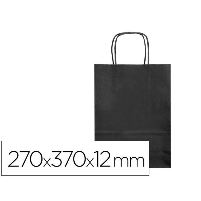 Bolsa Papel Q-Connect Celulosa Negro M Con Asa Retorcida 270x370X12 mm 25 unidades