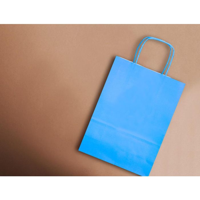 Bolsa Papel Q-Connect Celulosa Celeste M Con Asa Retorcida 270x370X12 mm 25 unidades 5