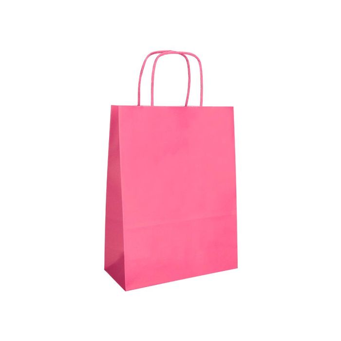 Bolsa Papel Q-Connect Celulosa Rosa M Con Asa Retorcida 270x370x12 mm 25 unidades