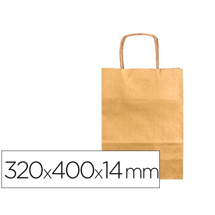 Bolsa Papel Q-Connect Kraft Oro L Con Asa Retorcida 320x400X14 mm 25 unidades