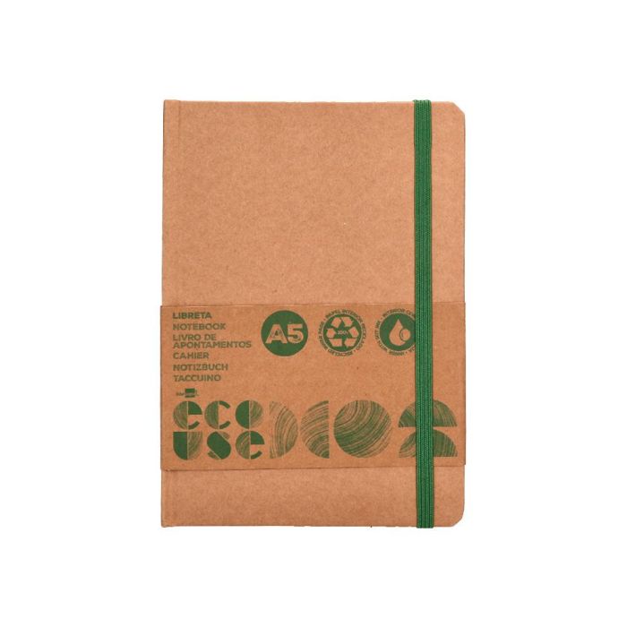 Libreta Liderpapel Ecouse 100% Reciclada A5 96 Hojas 70 gr-M2 Horizontal Con Gomilla Y Marca Paginas