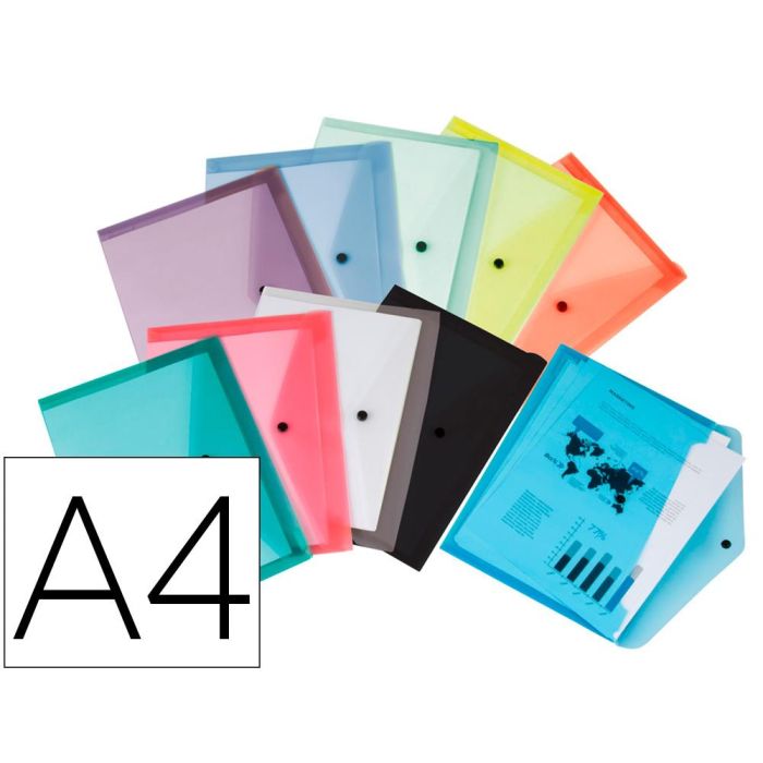 Carpeta Liderpapel Dossier Broche Transparente Din A4 Paquete De 12 Unidades Colores Surtidos