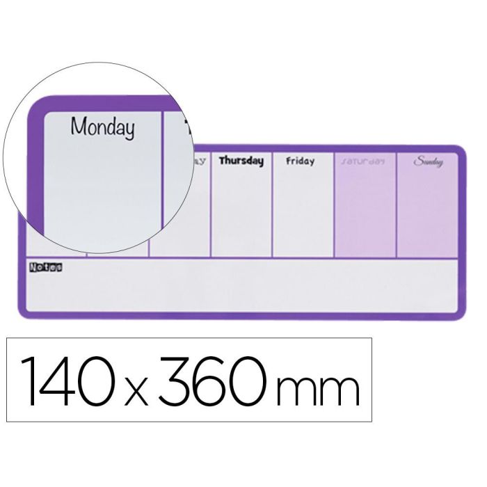 Planificador Semanal Nobo Magnetico Color Violeta 140x360 mm