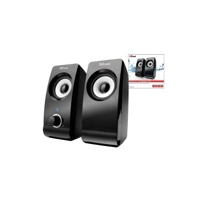 Trust altavoces 2.0 remo speaker set 8w rms alimentados por usb control volumen negro 2