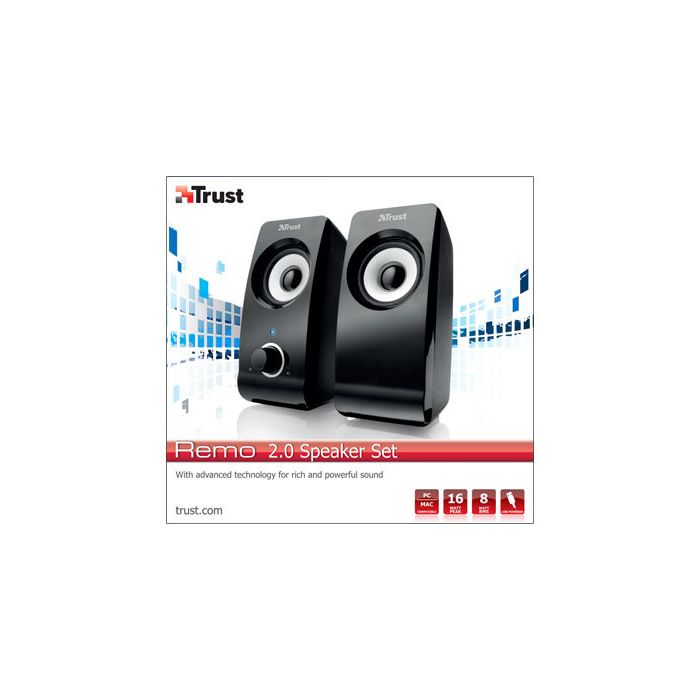 Trust altavoces 2.0 remo speaker set 8w rms alimentados por usb control volumen negro 4