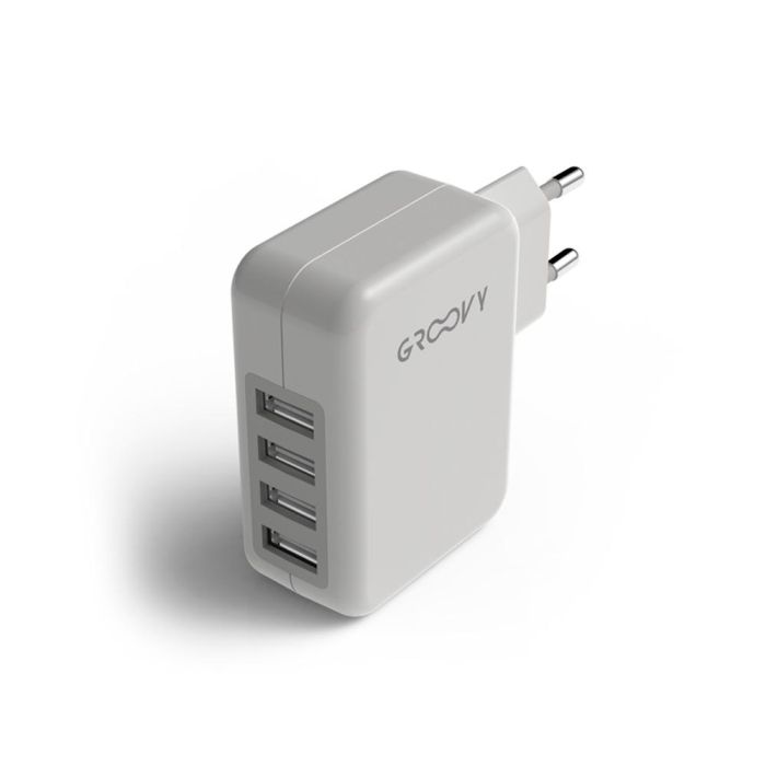 Cargador De Pared Groovy 2 Usb + 2 Usb-C 4.8A Color Blanco 3