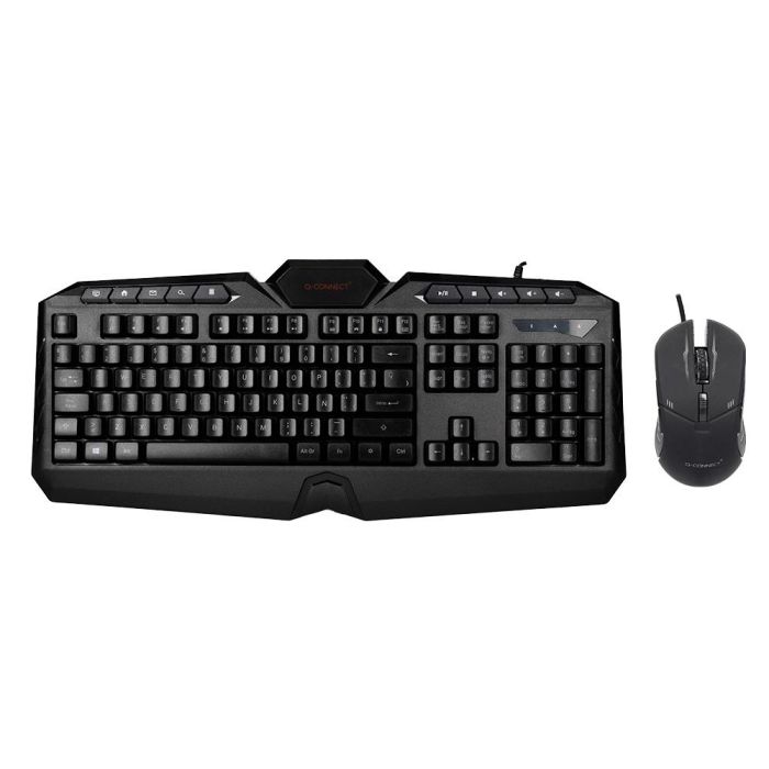 Set Teclado Y Raton Q-Connect Gaming Con Cable E Iluminacion Led Color Negro