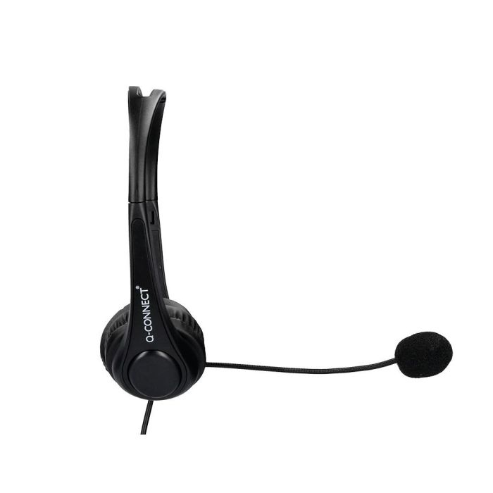 Auricular Q-Connect Biaural Diadema Con Microfono Y Control De Volumen Conexion Usb Cable De 2M Color Negro 1