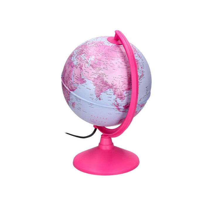 Globo Terraqueo Liderpapel Con Luz Fisico Y Politico Diametro 20 cm Color Rosa 1