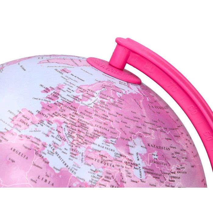 Globo Terraqueo Liderpapel Con Luz Fisico Y Politico Diametro 20 cm Color Rosa 4