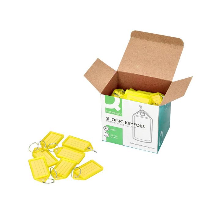 Llavero Portaetiquetas Q-Connect Premium Color Amarillo Caja De 40 Unidades 1