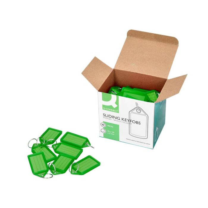 Llavero Portaetiquetas Q-Connect Premium Color Verde Caja De 40 Unidades 1