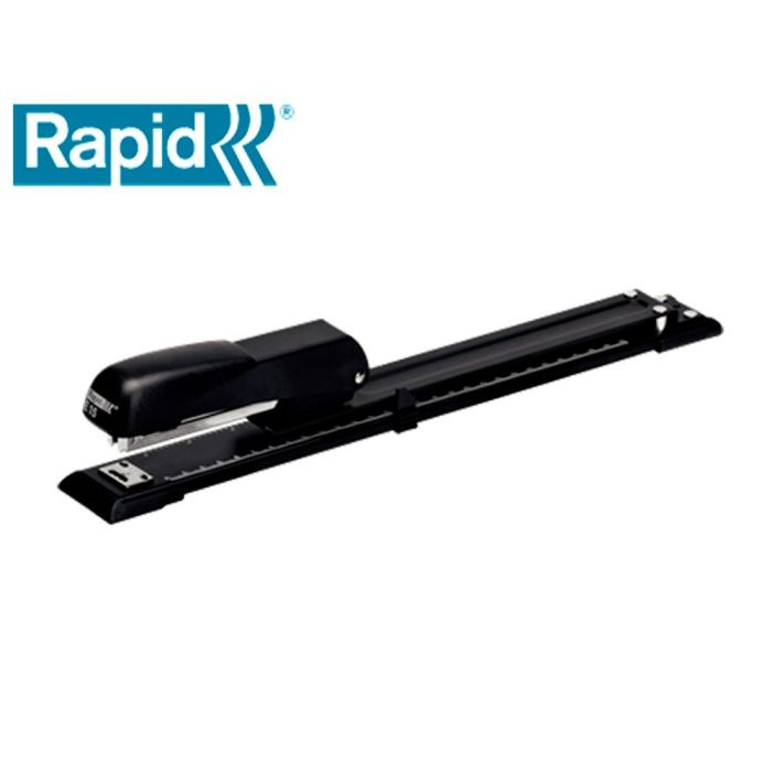 Grapadora Rapid E15 Metalica Brazo Largo Capacidad 20 Hojas Usa Grapas 24-6 Y 26-26 Color Negro