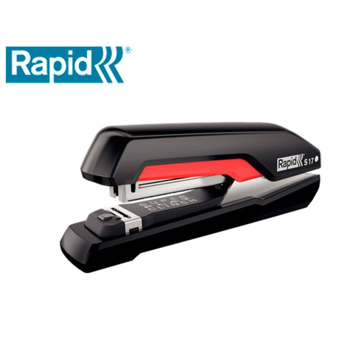 Grapadora Rapid S17 Fullstrip Plastico Capacidad De Grapado 30 Hojas Usa Grapas 24-6 Y 26-6 Color Negro-Rojo