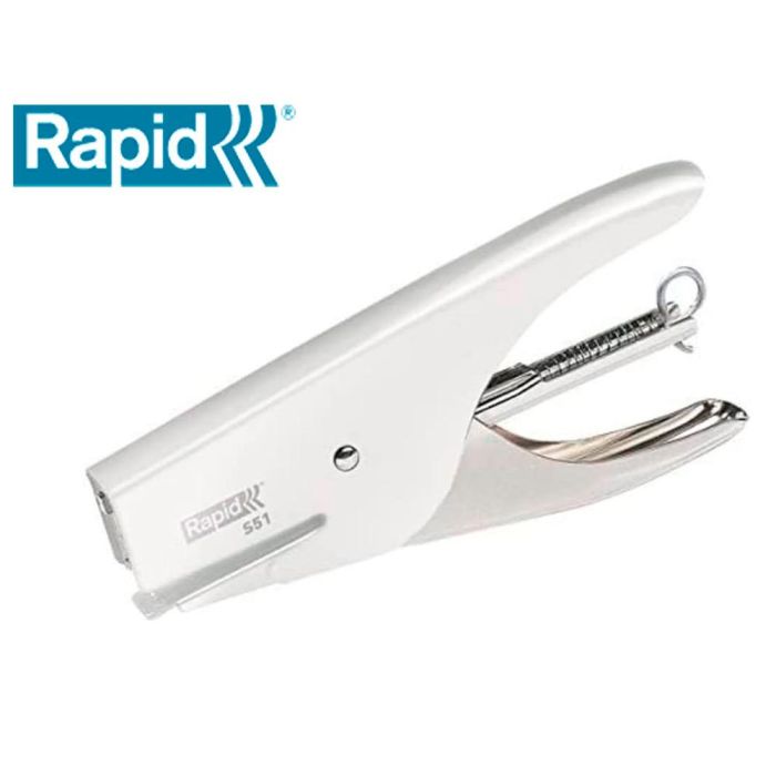 Grapadora Rapid De Tenaza S51 Metalica Capacidad De Grapado 15 Hojas Usa Grapas 21-4 Cromada