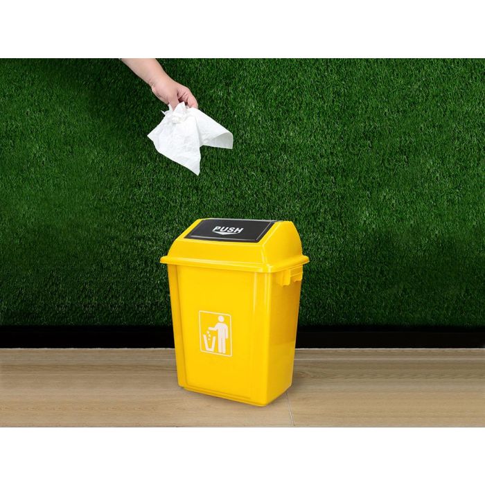 Papelera Contenedor Q-Connect Plastico Con Tapa De Balancin 20 Litros Amarillo 340x240X450 mm 7