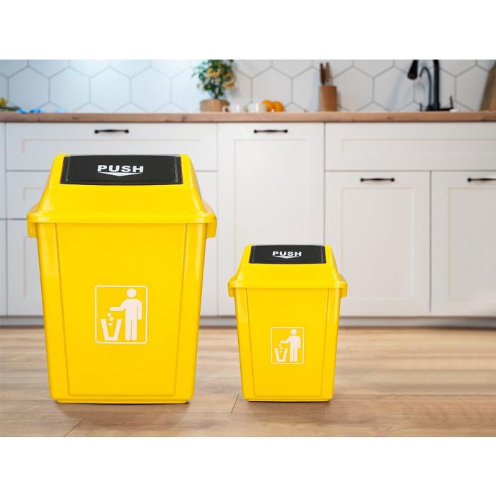 Papelera Contenedor Q-Connect Plastico Con Tapa De Balancin 20 Litros Amarillo 340x240X450 mm 8