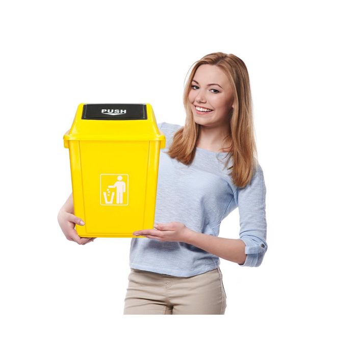 Papelera Contenedor Q-Connect Plastico Con Tapa De Balancin 20 Litros Amarillo 340x240X450 mm 9