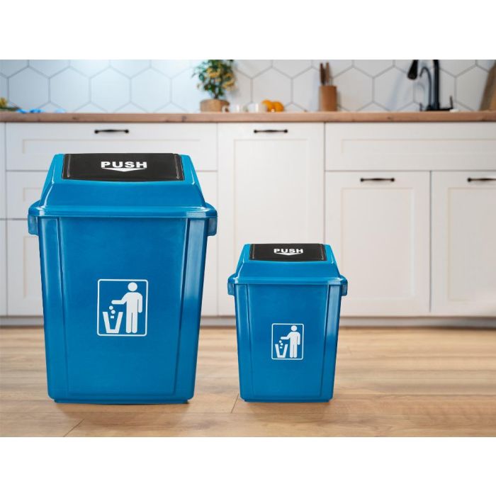 Papelera Contenedor Q-Connect Plastico Con Tapa De Balancin 20 Litros Azul 340x240X450 mm 2