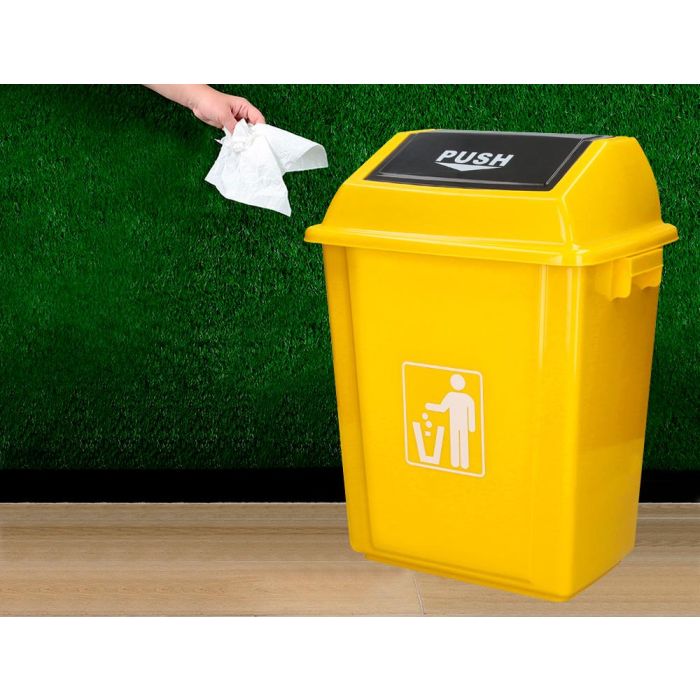 Papelera Contenedor Q-Connect Plastico Con Tapa De Balancin 58 Litros Amarillo 470x330X760 mm 7