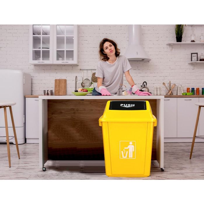 Papelera Contenedor Q-Connect Plastico Con Tapa De Balancin 58 Litros Amarillo 470x330X760 mm 9