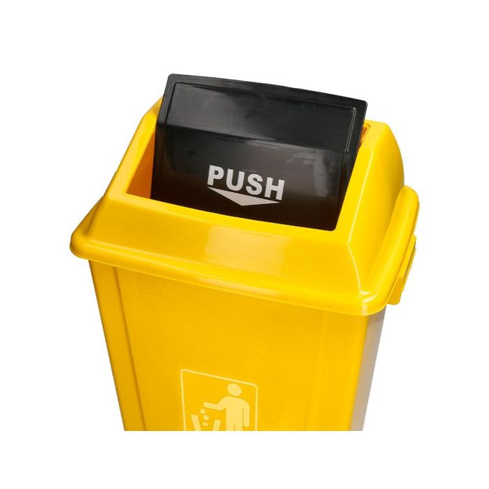 Papelera Contenedor Q-Connect Plastico Con Tapa De Balancin 58 Litros Amarillo 470x330X760 mm 5