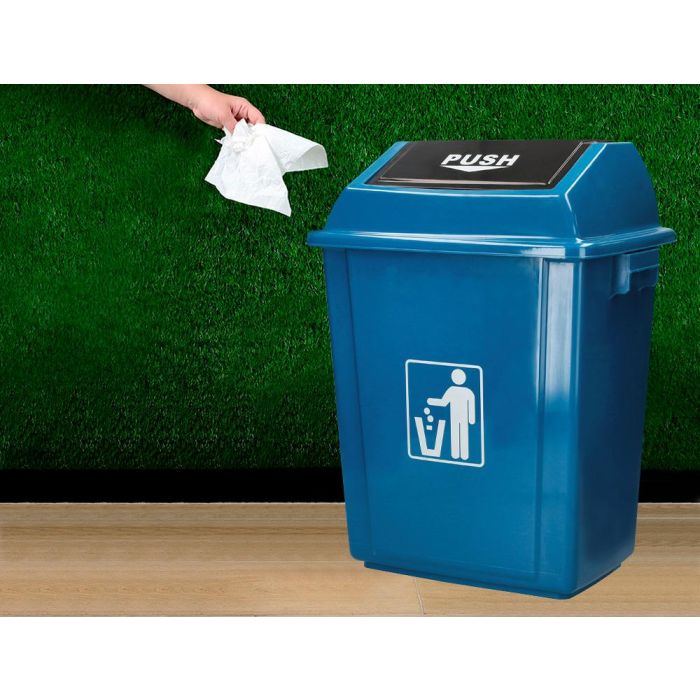 Papelera Contenedor Q-Connect Plastico Con Tapa De Balancin 58 Litros Azul 470x330X760 mm 7