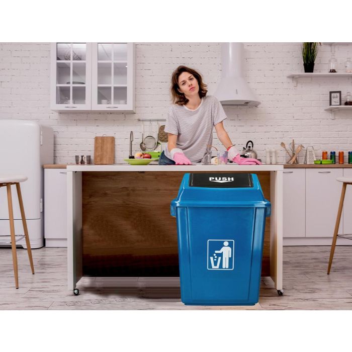 Papelera Contenedor Q-Connect Plastico Con Tapa De Balancin 58 Litros Azul 470x330X760 mm 9