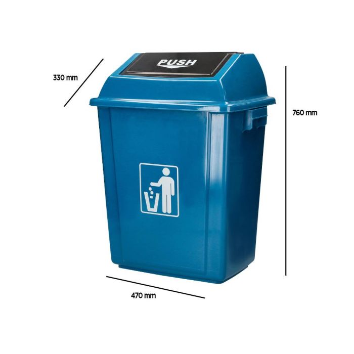 Papelera Contenedor Q-Connect Plastico Con Tapa De Balancin 58 Litros Azul 470x330X760 mm 2