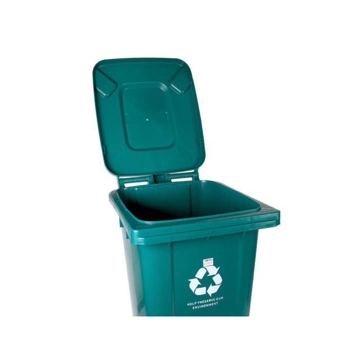 Papelera Contenedor Q-Connect Plastico Con Tapadera Y Ruedas 240 Litros Verde 1040x620X610 mm 4