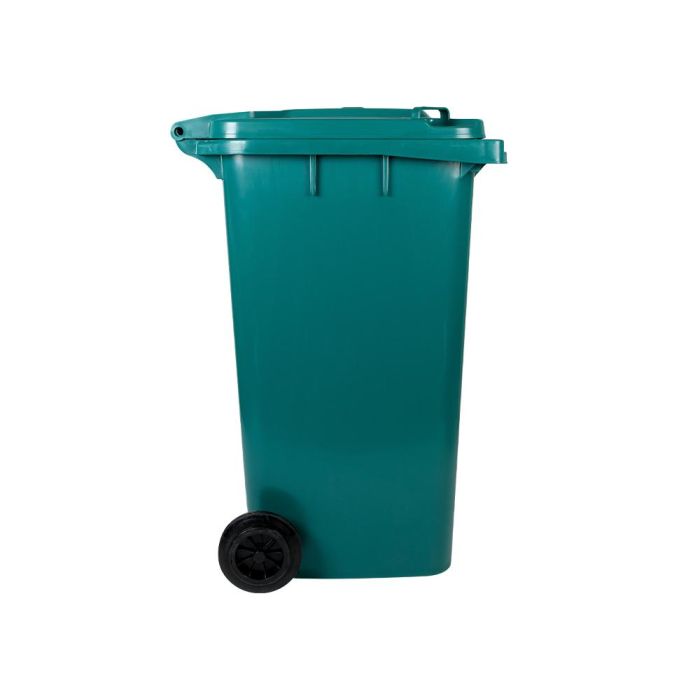 Papelera Contenedor Q-Connect Plastico Con Tapadera Y Ruedas 240 Litros Verde 1040x620X610 mm 2