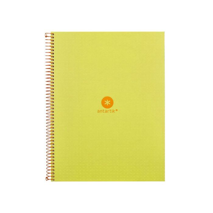 Cuaderno Espiral A4 Micro Antartik Dots Tapa Forrada 80H 90 gr Rayado Puntos 1 Banda 4 Taladros Amarillo