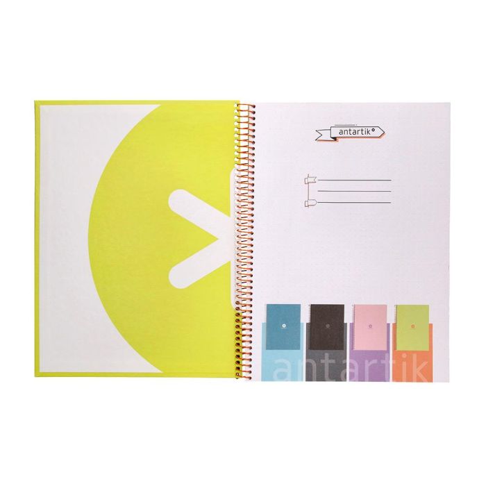 Cuaderno Espiral A4 Micro Antartik Dots Tapa Forrada 80H 90 gr Rayado Puntos 1 Banda 4 Taladros Amarillo 6