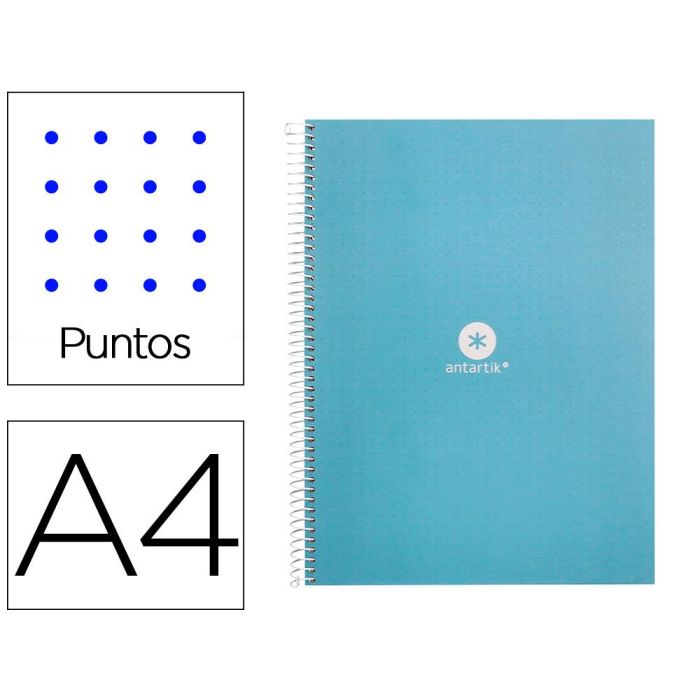 Cuaderno Espiral A4 Micro Antartik Dots Tapa Forrada 80H 90 gr Rayado Puntos 1 Banda 4 Taladros Celeste