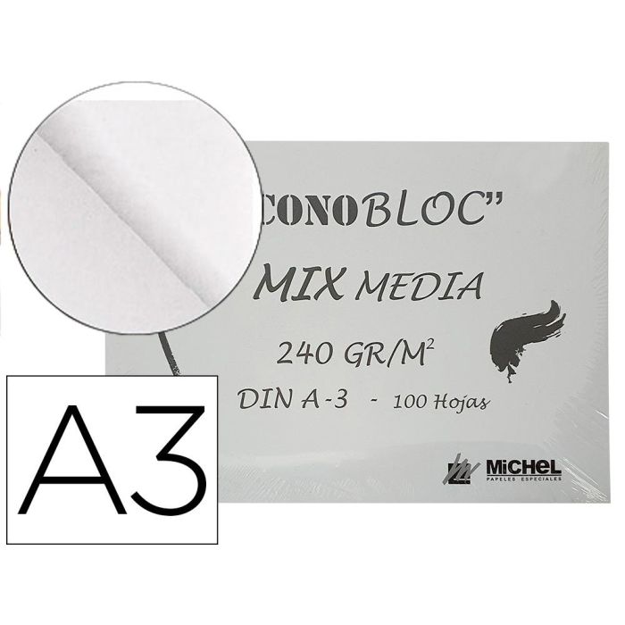 Bloc Dibujo Multitecnicas Michel Econobloc Mix Media Din A3 Encolado 100 Hojas 240 gr 297x420 mm