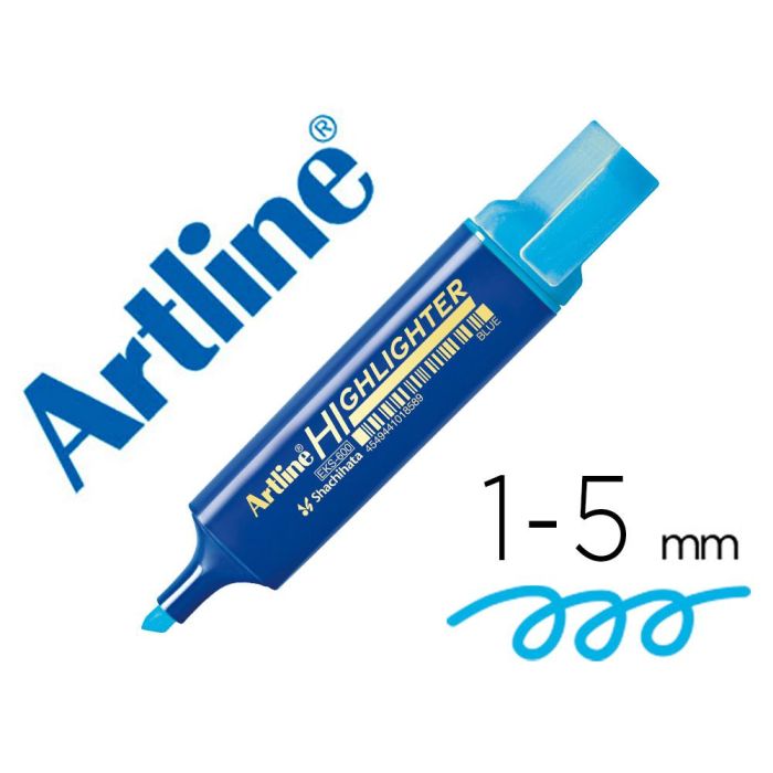 Rotulador Artline Fluorescente Eks-600 Azul Punta Biselada 10 unidades