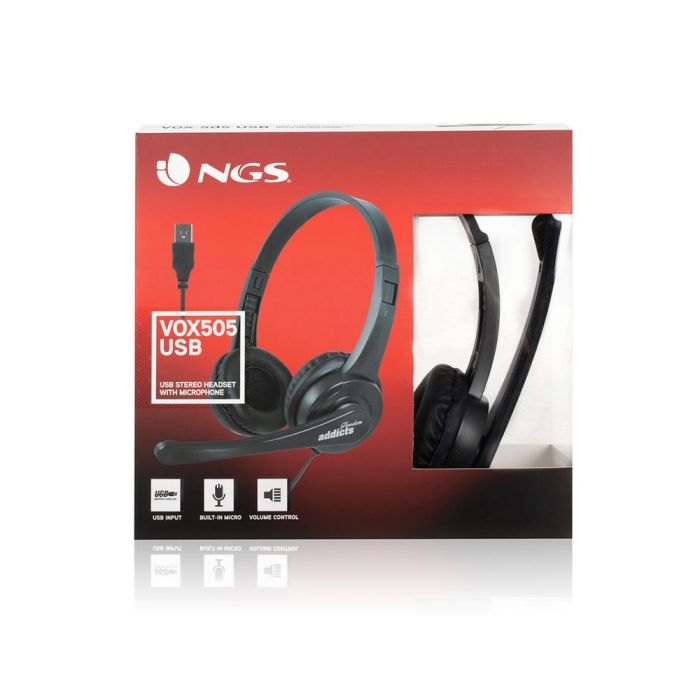 Auricular con Micrófono NGS VOX505 USB Negro 32 Ohm 5