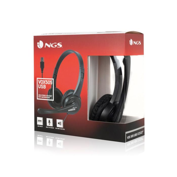 Auricular con Micrófono NGS VOX505 USB Negro 32 Ohm 6