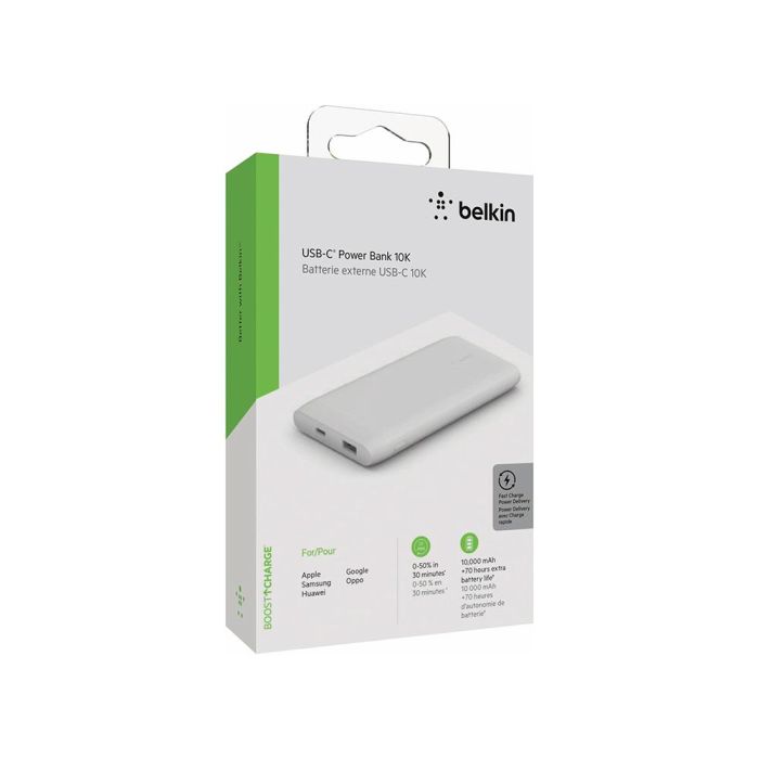 Bateria Auxiliar Belkin Bpb001Btwh Boost Charge Usb-C 18 W + Usb-A 12 W Pd 10K Cable Usb-C Color Blanco 5