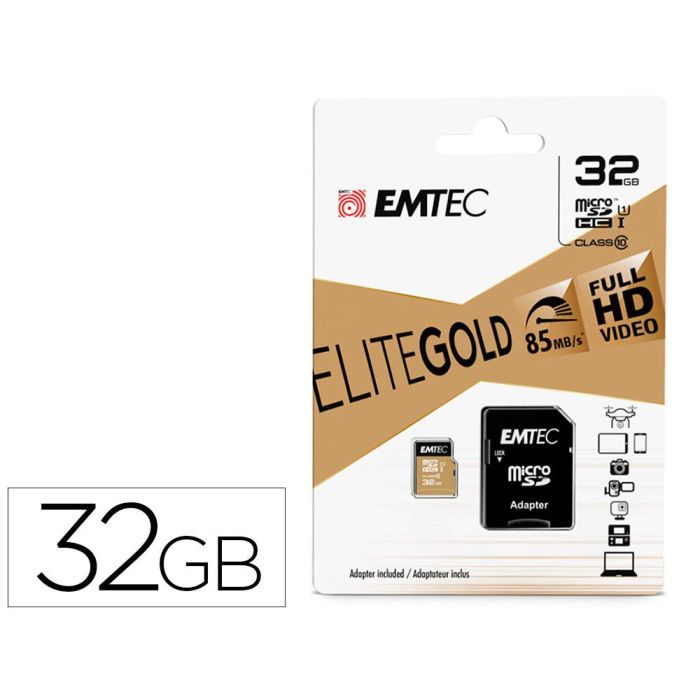 Memoria Sd Micro Emtec Class 10 grold Con Adaptador 32 grb