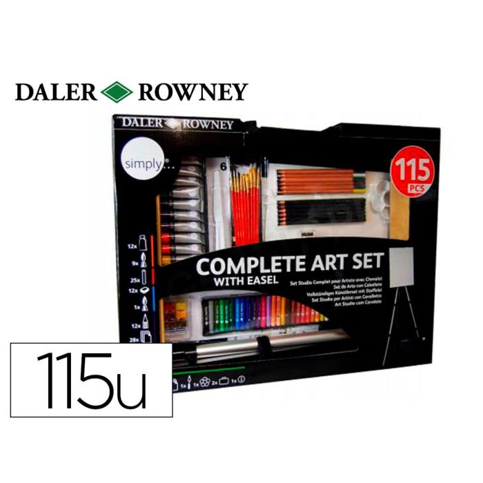 Set De Pinturas Daler Rowney 115 Piezas Con Caballete De Aluminio Plegable 457x73x584 mm