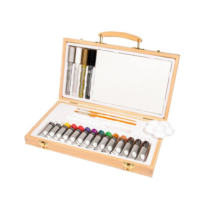 Maletin De Pinturas Acrilicas Daler Rowney Madera 26 Piezas 334x204X50 mm 1