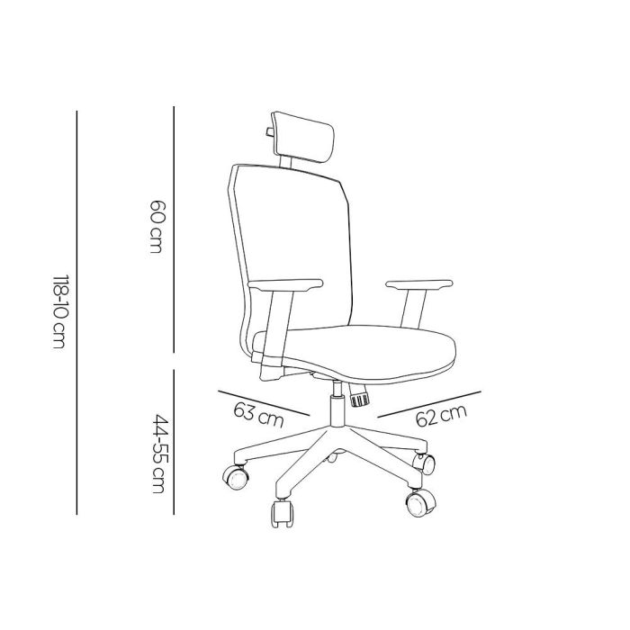 Silla Giratoria Q-Connect Ergonomica Respaldo Alto Y Reposacabeza Ajustable En Altura 1180+100x630X625 mm 1