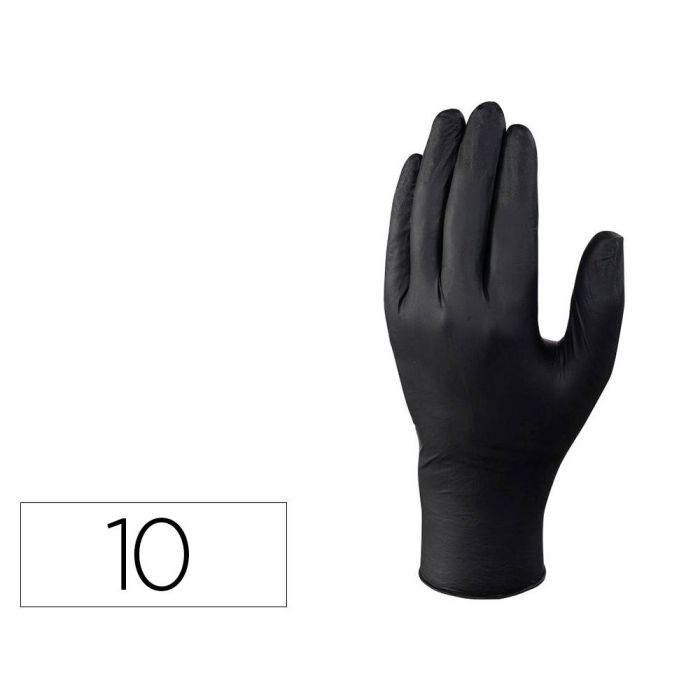 Guantes De Nitrilo Deltaplus No Empolvado Desechable Talla 10 Color Negro Caja De 100 Unidades