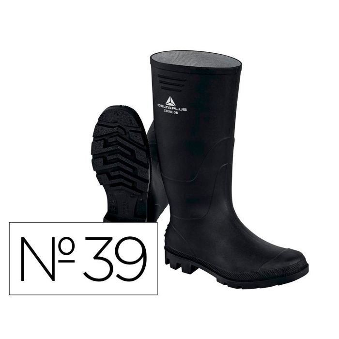 Botas Deltaplus De Seguridad Stone Pvc Negro Suela De Tacos Talla 39