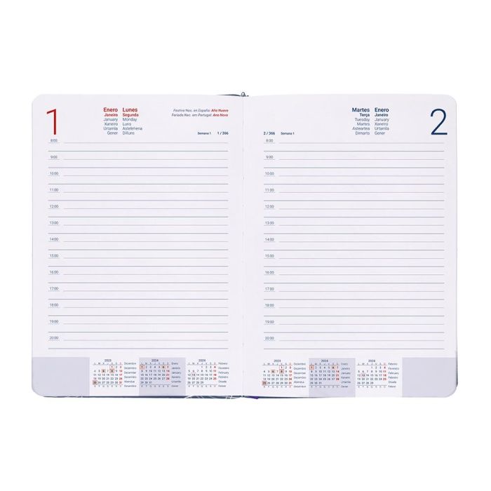 Agenda Encuadernada Liderpapel Efira A5 2024 Dia Pagina Colores Surtidos Papel 70 gr 12 unidades