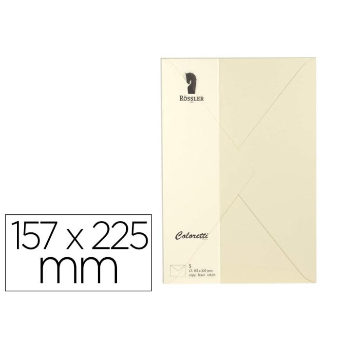 Sobre Rossler Coloretti C5 Color Crema 157x225 mm Pack De 5 Unidades